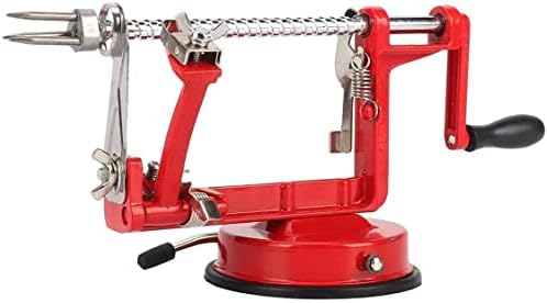 Apple Peeler, Stainless Steel Apple Corer Slicer Peeler, Durable Heavy Duty Die Cast Magnesium Alloy Apple Peeler Slicer Corer with Suction Base(Red)