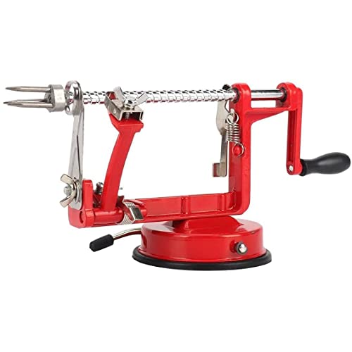 Apple Peeler, Stainless Steel Apple Corer Slicer Peeler, Durable Heavy Duty Die Cast Magnesium Alloy Apple Peeler Slicer Corer With Suction Base(Red) #TOP10