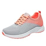 ERTUPE Running Shoes for Women Lightweight Mesh Sneakers Air Cushion Athletic Walking Shoes Comfortable Gym Work Fashion Shoes Orange