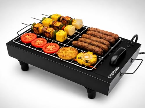 Image of Chefman 2-in-1 Barbeque Grill | 2000W Detachable Stainless Steel Heating | Dual Use for Electric & Charcoal Grilling | 4 Skewers & 1 Grill | High-Performance Indoor & Outdoor Cooking | Patent Design