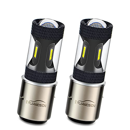 Ruiandsion 2pcs BA20D LED Motorcycle Headlight Bulbs White High and Low H6 Hi/Lo Beam with Projector Replacement for Motorbike Headlamp