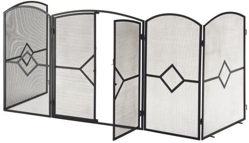 Pare-feu Large pour cheminée ou poêle, Pare-étincelles, Protection Cheminée, Barrière de sécurité Enfant bébé, Hauteur : 81.3cm, Largeur Totale : 276CM