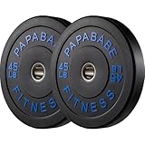 PAPABABE Strength Training Bumper Plates Pair of 45lb Olympic Weight Plates Rubber Bumper Plates with Steel Insert Home Gym Workout Weights Plates 2 Inch Barbell Weights For General Fitness