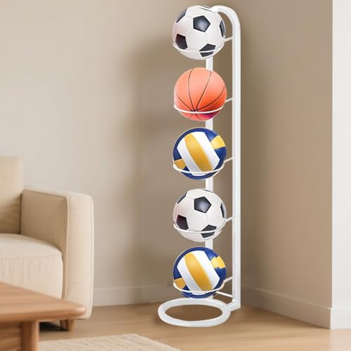 Kleemeiero Balllagerregal Ballständer Basketball Ballhalter Fussball mit 5 Ball Ständer Ball Aufbewahrung Outdoor Ballhalterung Stehend 23.5 cm Ball Lagerregal für Basketball Fußball Volleyball