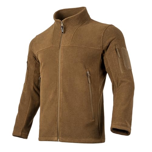 Image of FREE SOLDIER Men's Tactical Long Sleeve Fleece Coat Weatherproof Full Zip Up Lightweight Fleece Jacket Sweatshirt