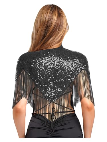 renvena Womens 1920s Shawl Wraps Sequin Deco Fringed Evening Cape Wedding Party Bridal Cover Up4
