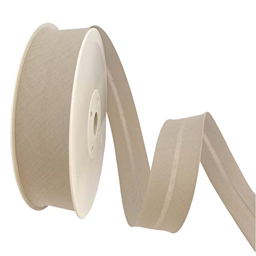 TEXTEX = 30mm Wide Bias Binding Tape. 50% Cotton and 50% Polyester. 10m Piece - (Beige)