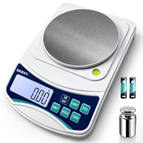 Image of Digital Lab Scale 1000g x 0.01g oz /g /ct /DWT /tl /gn /ozt Precision Electronic Scientific Scale Analytical Balance for Laboratory Jewelry Kitchen, Includes 100g Weight and 2 x AAA Batteries
