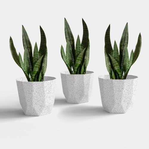 Image of YUCCABE ITALIA SHERA Hexa Plastic Planter Pot for Plants | Decorative Flower Pot | UV Protected Lightweight Indoor Outdoor Gamla for Home Decor, Balcony, Garden & Living Room