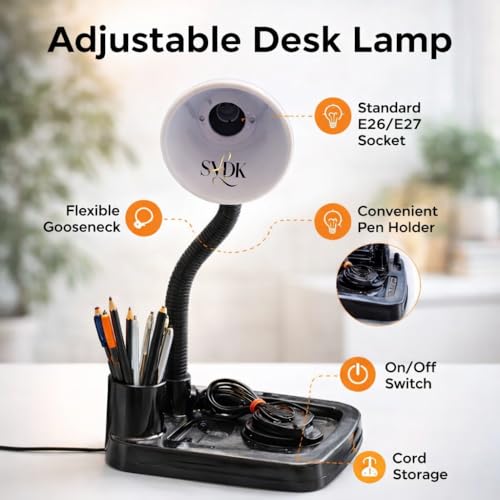 Image of Flexible Electric Study Lamp - 316 Model | Adjustable Neck Table Light for Students & Readers | Compact Desk Lamp for Study, Office & Bedroom Use (Black)