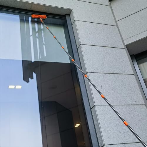 20+ Feet High Reach Dusting Kit with 3-14 ft Extension Pole //2 in 1 Window Cleaning Kit // High Ceiling Duster // Cobweb Microfiber Duster // Outdoor & Indoor Extendable Duster Cleaning Kit