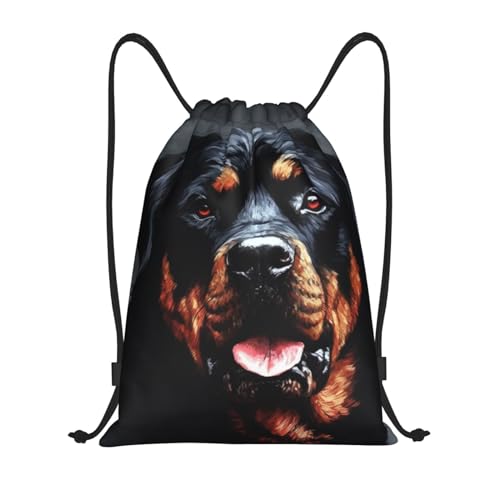 WSOIHFEC Sac à dos cool Rottweiler avec cordon de serrage pour homme et femme, Noir , M