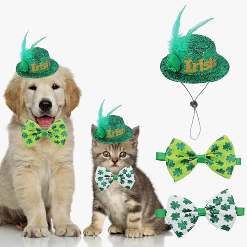 Sombrero de disfraz con trébol verde para mascota pequeño