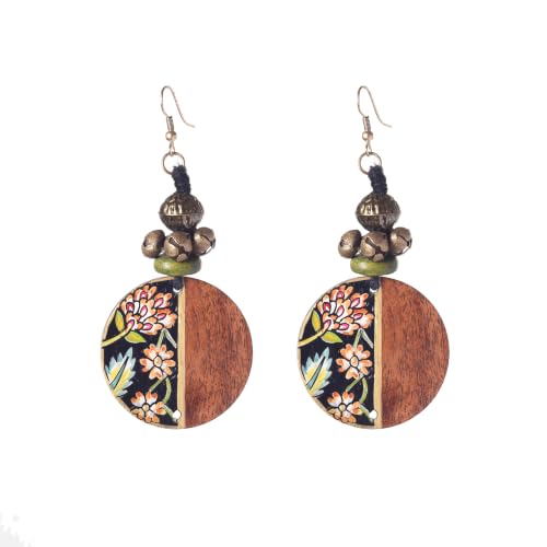 Image of Handcrafted Artistic & Tribal Earrings Collection for Women - Bohemian, Floral, Wooden & Ethnic Statement and Stud Designs