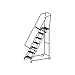 Ballymore FSH718RSU Steel Standard Rolling Ladder with Spring Loaded Casters and Handrails, Abrasive Mat Tread, Assembled, OSHA/ANSI Standard, 7 Steps, 16" Step Width, 14" Top Step Deep, Gray