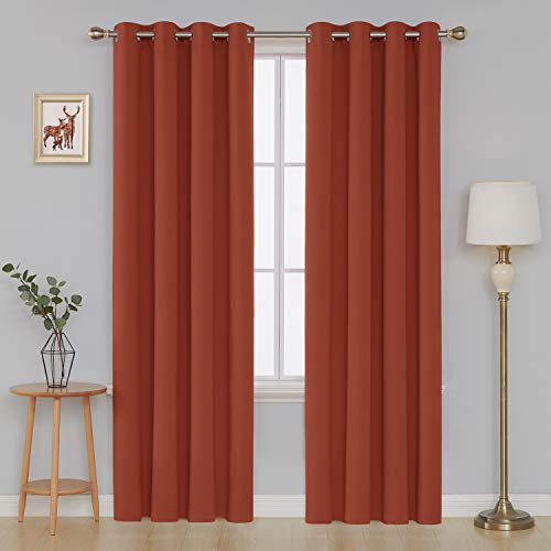 Image of Deconovo Thermal Insulated Blackout Curtain Home Decor 52x95 Inch Orange Red