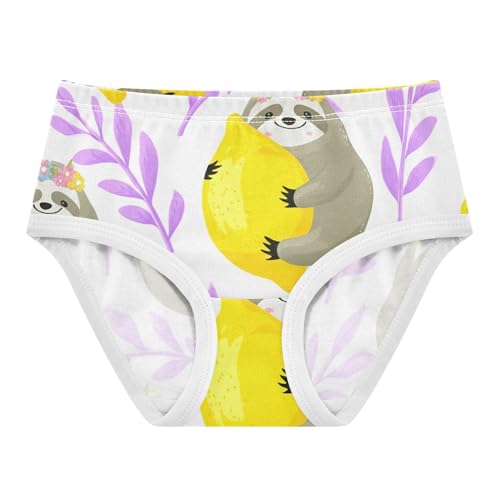 Toddler Underwear Custom 2t Cotton Cute Panties Girl Cartoon Undies Kids Briefs Cute Sloths Flower Yellow Lemons