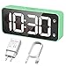 HERMIC Wecker Digital, Digital Uhr mit Dual Alarm Snooze, Digitaler Wecker Ohne Ticken mit Helligkeit und Lautstärke Regelbar, Tischuhr mit USB Ladeanschluss, 16 Musik, 12/24 Stunden, Netzbetrieben