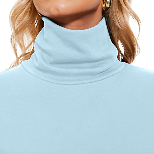 Image of TAIPOVE Cotton Fleece Lined Turtleneck Top for Women Long Sleeve Mock Turtle Neck Lightweight Sweater Thermal Underwear Shirt