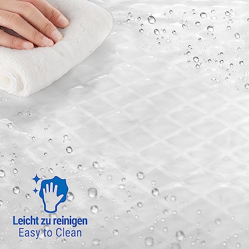 ecooe Shower Curtain Waterproof Mildew Resistant 180 x 180 cm Inch Plastic Clear Shower Curtains 100% EVA Bath Curtain 3D Rhombus 70 x 70 with 12 Hooks Rings for Shower or Bathtub