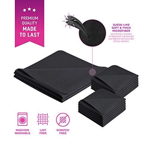 Premium Microfiber Cleaning Cloth - Extra Soft Suede Like Lint Free Cloths for Eyeglasses & Glass, Compatible with iPad, iPhone, Phone, Tablet, MacBook, Screen, Camera Lens (12 Small - 2 Large, Black) - Thumbnail 2