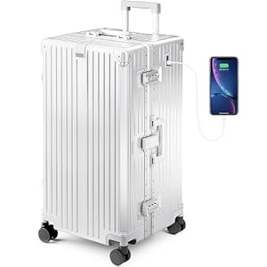 Alphasac Polycarbonat Koffer Groß XL - 97L Innenvolumen, Leicht Hartschalenkoffer Reisekoffer Luggage Suitcase mit Rollen, TSA Schloss & Aluminium Rahmen, 77x40x36 cm, Silber