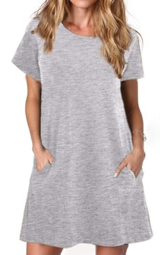 Image of Alaster Women's Casual Summer T Shirt Dress Loose Short Sleeve Tunic Dress with Pocket for Women