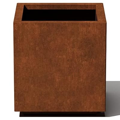 Veradek Corten Steel Series Cube Planter - Square Metal Planter for Outdoor Patio/Garden | Naturally Rusting Steel for All-Weather Use | Modern Rustic Décor for Trees, Flowers, Tall Trees