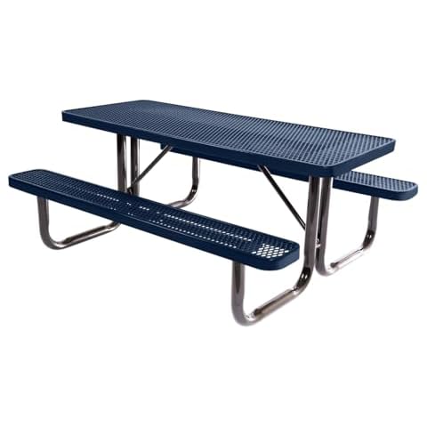 COATEDOUTDOORFURNITURE T6-TXTDBL Heavy Duty Rectangular Portable Picnic Table, 6 Ft, Textured Dark Blue, Made in America Cover