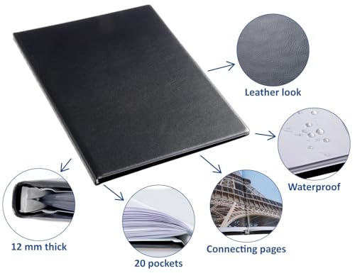 rillstab original Rillstab A5 Präsentationsmappe für Schule & Projekt - Sichtbuch & Präsentationsbuch - 20 Transparente Hüllen - 10 mm Rückenbreite - Dokumente Organisieren ohne Lochen- Schwarz 99524