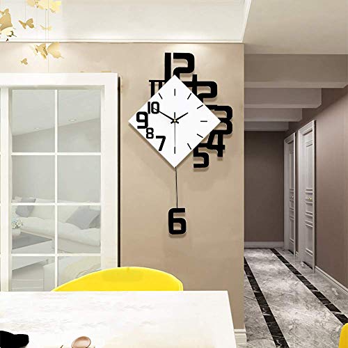 Fleble Modern Large Wall Clocks For Living Room Decor Big Silent Pendulum Wall Clock Battery Operated For Office Kitchen Bedroom Home Decoration Wooden 30 Inch Giant White Wall Watch Clock Non-Ticking #TOP1