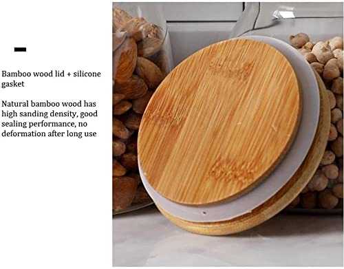 Image of MARTVIA 650ML Glass Food Storage Containers with Airtight Bamboo Lid Set of 1, Thickened Coffee Storage Jars for Home Kitchen, Pantry Tea, Spices, Snack (ROUND 650ML, Set of 1)