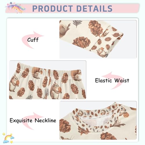 senya Squirrel Eat Pine Nuts Pajamas Set Long Sleeve Soft Cotton Sleepwear 2 Piece4