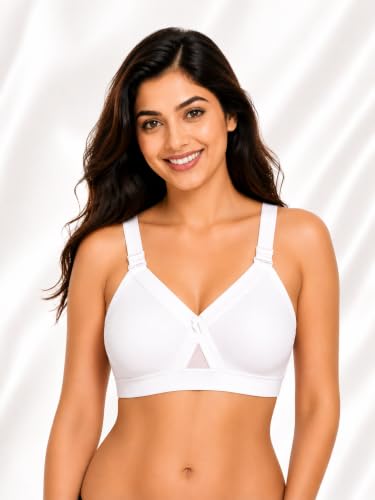 Image of SONA Super Fit Everyday Non Padded Side Support Cotton Full Coverage Bra for Women with Transparent Strap Plus Size Bra