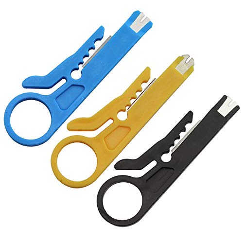RuiLing 3PCS Piccolo Spellafili Portatile Strumento di Crimpatura Blu/Giallo/Nero UTP STP Tagliacavi di Rete Keystone Jack RJ45 Modulo Ethernet Impact Punch Down Tool