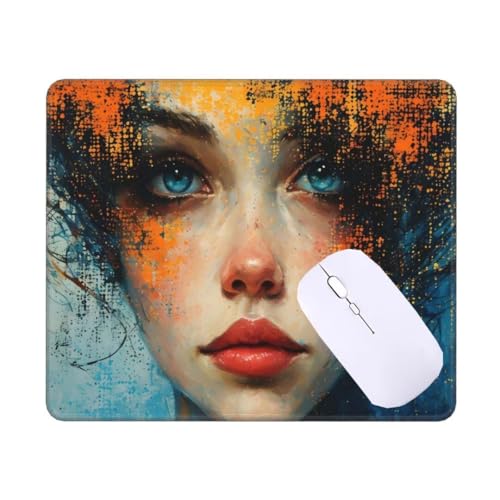 Mousepad Graffiti Frau Mauspad Kleine 32 x 26 x 0.3 cm, mit Rutschfester Gummiunterseite, Wasserdichtes Mouse Pad, Mini Gaming Mauspad für Damen, Herren, Kabellose Maus Laptop Büro Zuhause T-10171