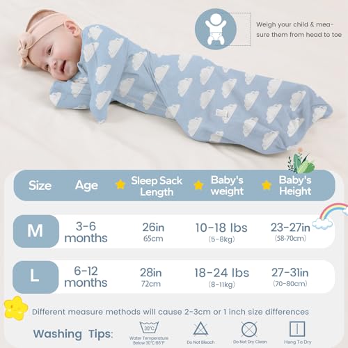Image of ZIGJOY Swaddle Sleep Sack 6-12 Months, 1.0 Tog Cotton Baby Swaddle Blanket | 100% Cotton - Soft & Breathable & Non-shrink, 2-way Zipper for Easy Diaper Changes, Long Sleeves Allow Self-soothing