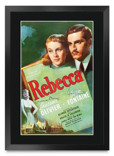 Póster de Rebecca 1940 enmarcado A3 con autógrafo impreso de Laurence Olivier