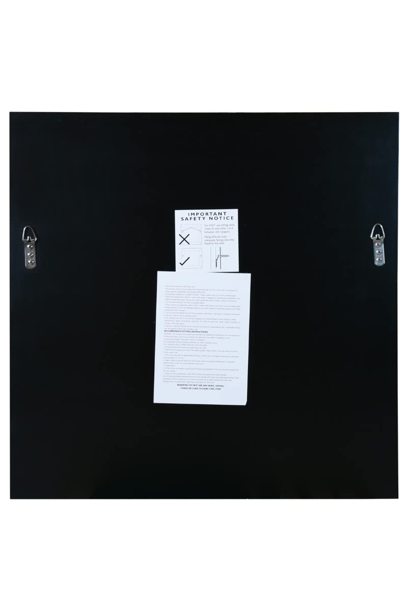 Specchio da parete per bagno, quadrato, senza cornice, 90 x 90 cm, moderno specchio da parete, grande specchio contemporaneo, bordo lucido
