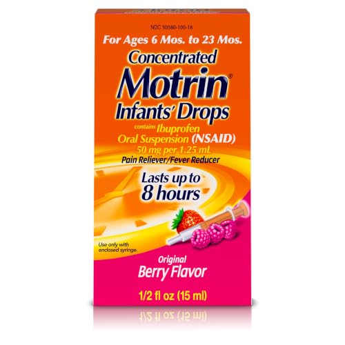 Image of Infants' Motrin Concentrated Drops, Ibuprofen, Berry, 0.5 oz | Concentrated Liquid Medicine, NSAID, Fever Reducer & Pain Reliever for Babies, 2 Pack