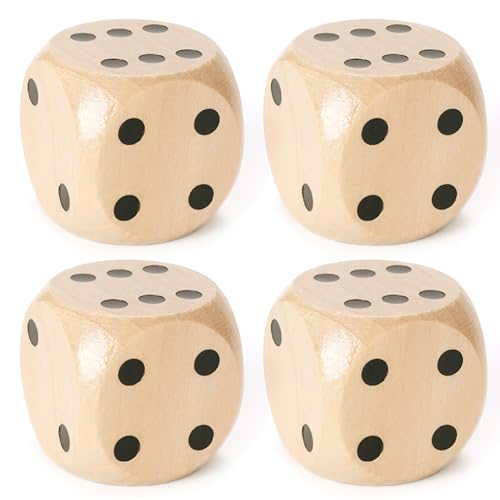 DHSBGWSX Juego de 4 dados de madera, juegos de mesa, dados de seis lados, dados de madera maciza, para juegos de mesa