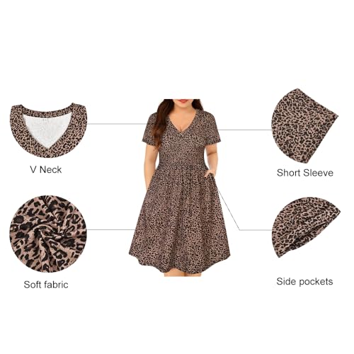 Image of RITERA Plus Size Dresses for Curvy Women Summer Spring Womens Dress V Neck Short Sleeve Casual Dress with Pockets XL-5XL