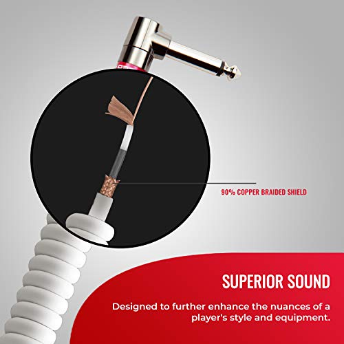 Monster Prolink Monster Classic Instrument Cable: Coiled, 12 Ft, Coiled Cable: White #TOP2