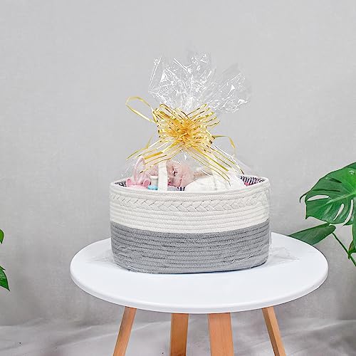 ABenkle Diaper Caddy Organizer, Boho Rustic Cotton Rope Nursery Baby Basket, Changing Table Organizer for Baby Diaper Storage and Baby Shower