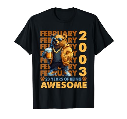23rd Birthday Cool Bear February 2003 Vintage 23 Years Old T�V���c