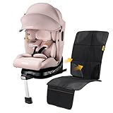 Jovikids 360° Drehbar Kindersitz mit ISOFIX, i-Size 40-150cm(ab Geburt -12 Jahre) Baby Autositz Reboarder mit Liegefunktion & Abnehmbar Vordach, ECE R129 (Pink)