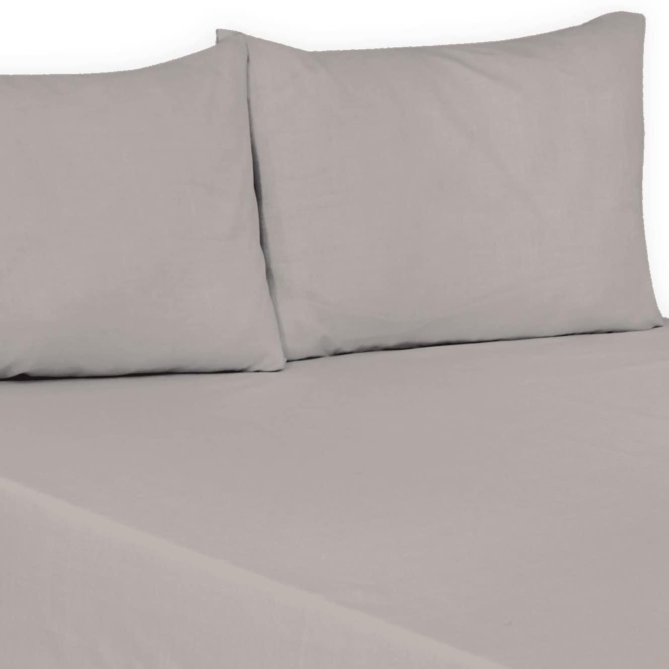 Polycotton Plain Dyed Flat Bed Sheets Luxury Quality Soft Easy Care Flat sheets in Single, Double, King, Super King size (Grey, Single: (178cm x 250cm) Approx.)
