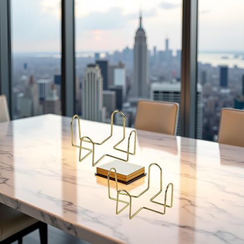 2Pcs Golden Iron Coaster Holder Metal Storage Rack for Round and Square Coasters - 4.40 X 4.40 X 2.48inch