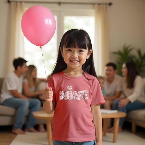 9th Birthday Shirt Girls 9 Years Old Nine Outfit Ninth Tshirt Gift Girl top 9 Heart tee3