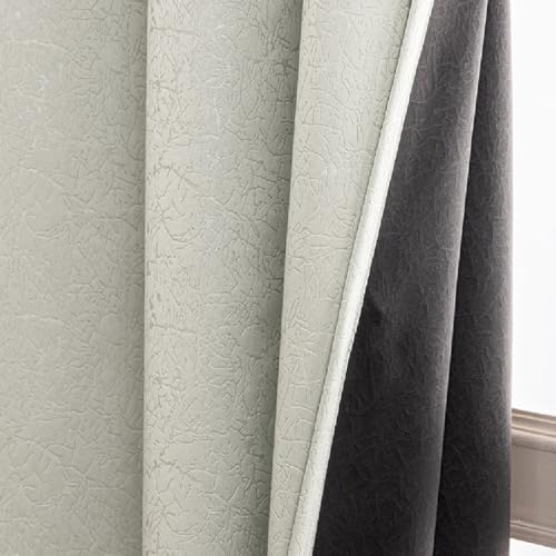Image of HOMEMONDE 100% True Blackout Curtains 7 Feet Door - Pack of 2 Curtains, Embossed Panels Light Block Thermal Insulated & Noise Reducing Room Darkening Curtains (Abstract Off White, 84Inch)